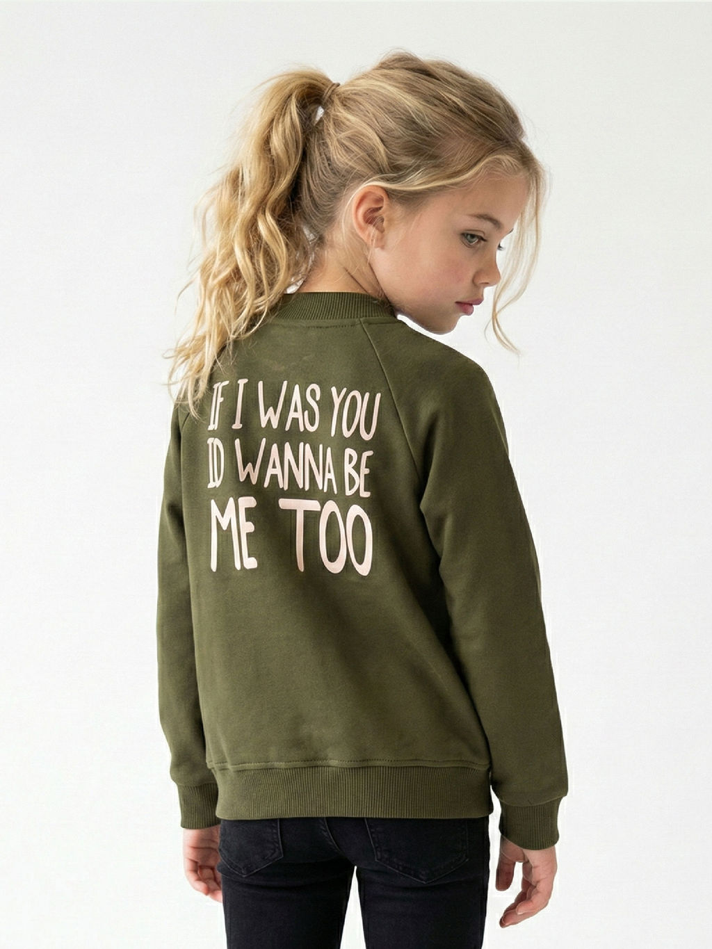 Толстовка для девочки на молнии 22-5528 хаки