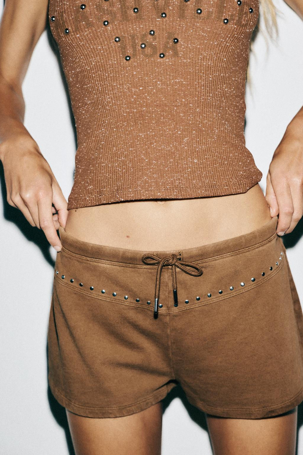 STONEWASHED SHORTS WITH STUDS - Zara фото 2