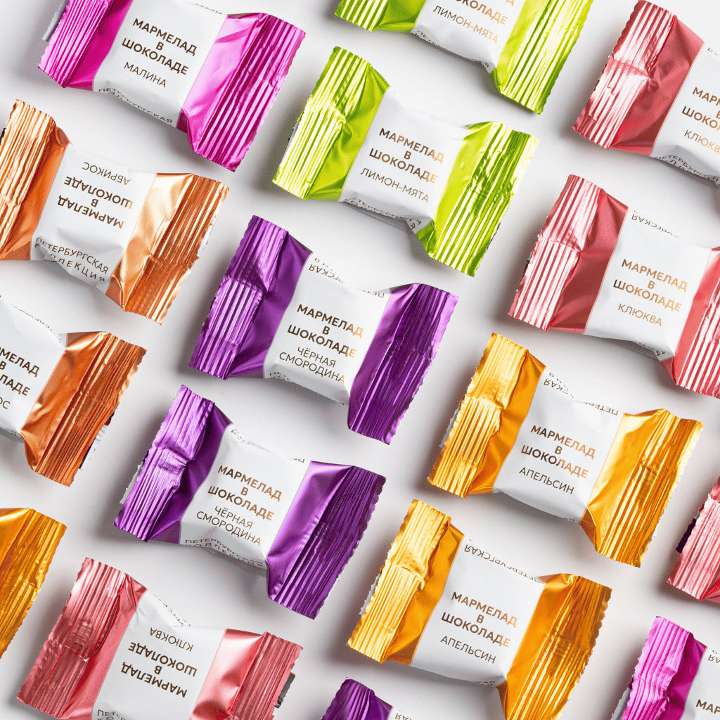 Шоколадные конфеты ЖЕЛЕ & ШОКОЛАД (ассорти) фантик - Петербургская коллекция фото 2