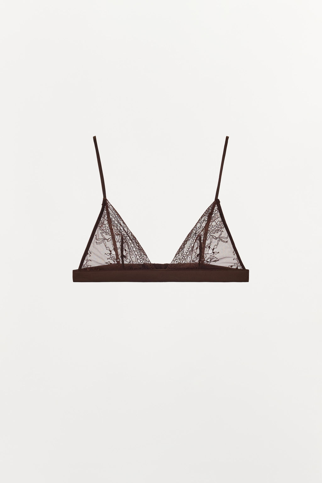 LACE TRIANGLE BRA WITH CONTRAST DETAIL - Zara фото 10