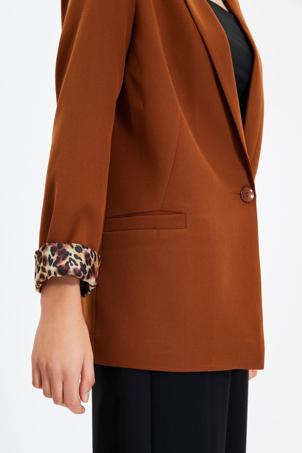 Kahverengi Regular Astar Detayl? Dokuma Blazer Ceket TWOAW20CE0316