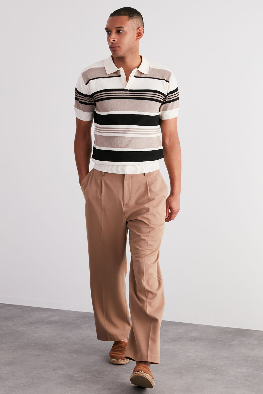 Cok Renkli Regular Fit Cizgili Triko Polo Yaka T-Shirt TMNSS24PO00003 - Trendyolmilla фото 2