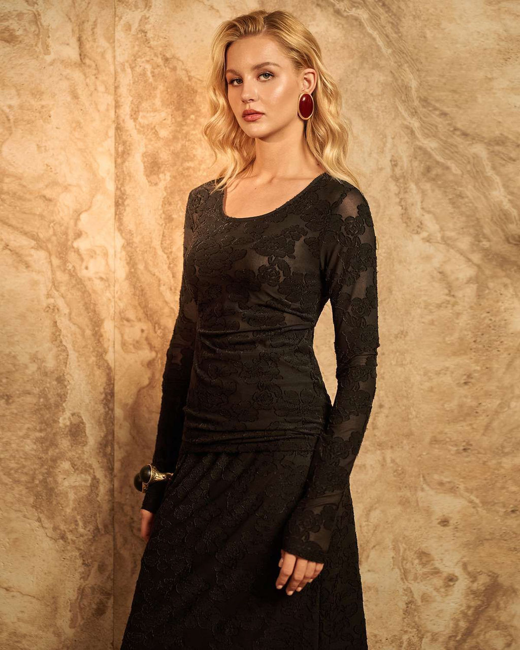 Лонгслив из текстурного трикотажа с вытравкой узора - Sahar art lab фото 15