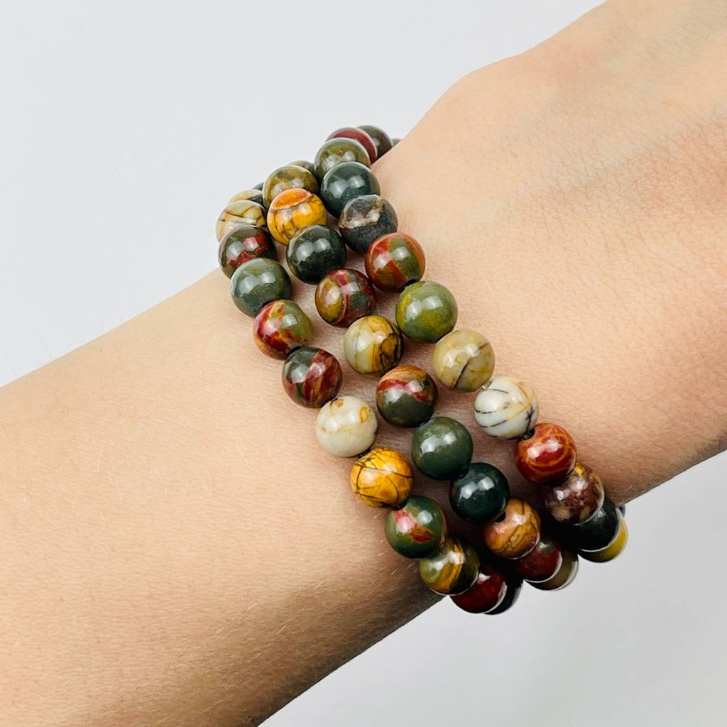 Бусины для украшений из Яшмы "Пикассо" (58 бусин) 38 см