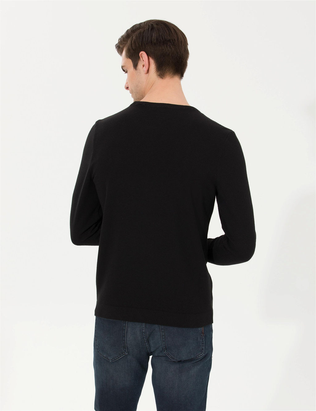 Siyah Slim Fit Bisiklet Yaka Triko Kazak - Pierre cardin фото 5