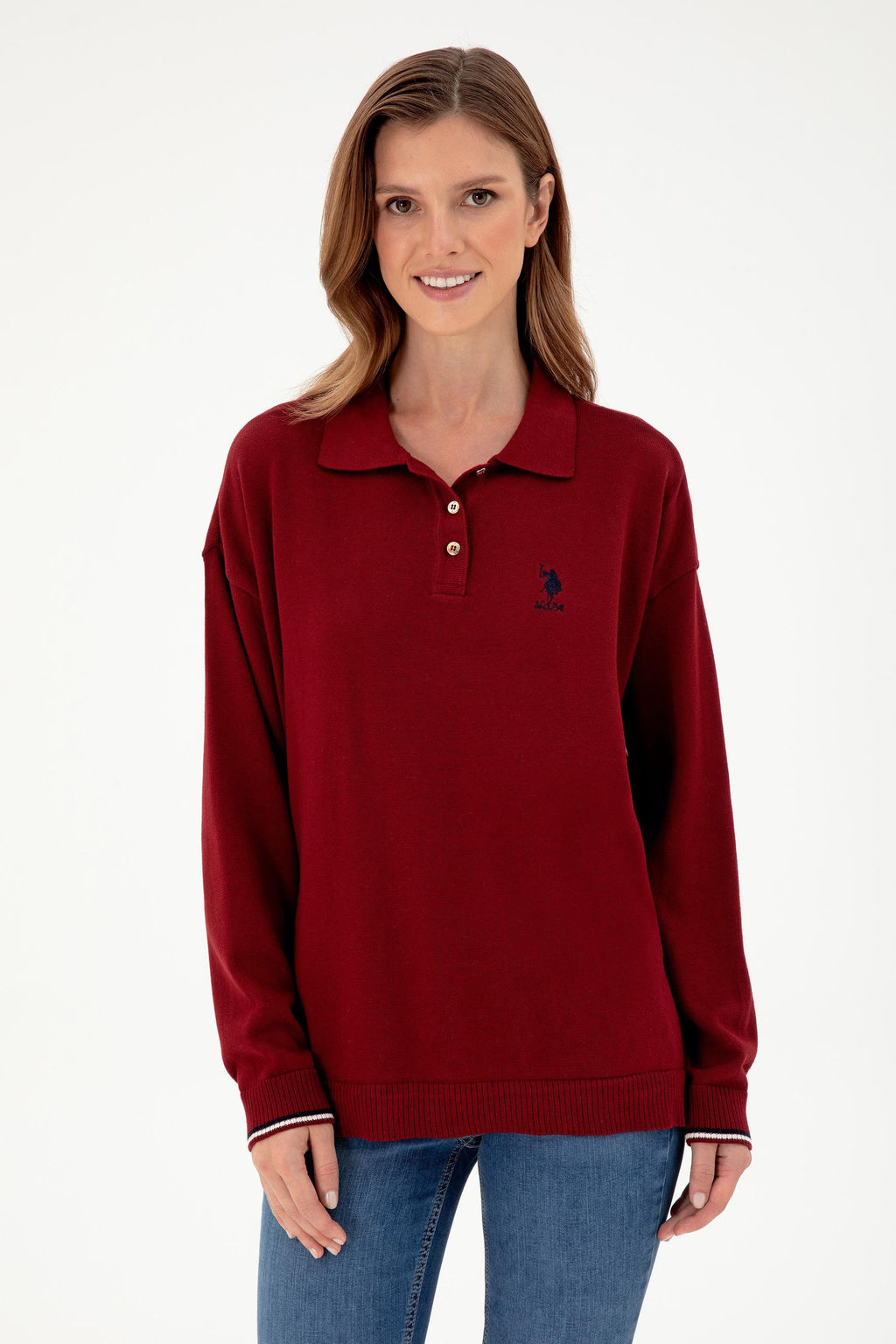 Женский бордовый свитер Неожиданная скидка в корзине - U.s. polo assn фото 3
