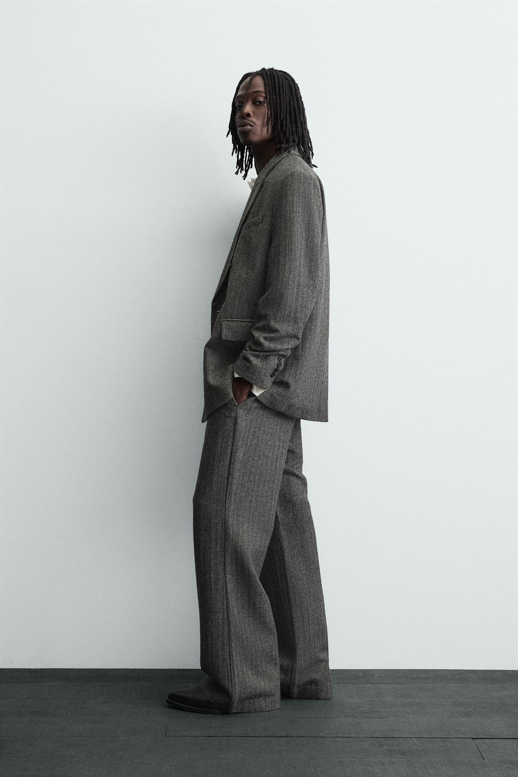 HERRINGBONE WOOL BLEND SUIT BLAZER - Zara фото 4