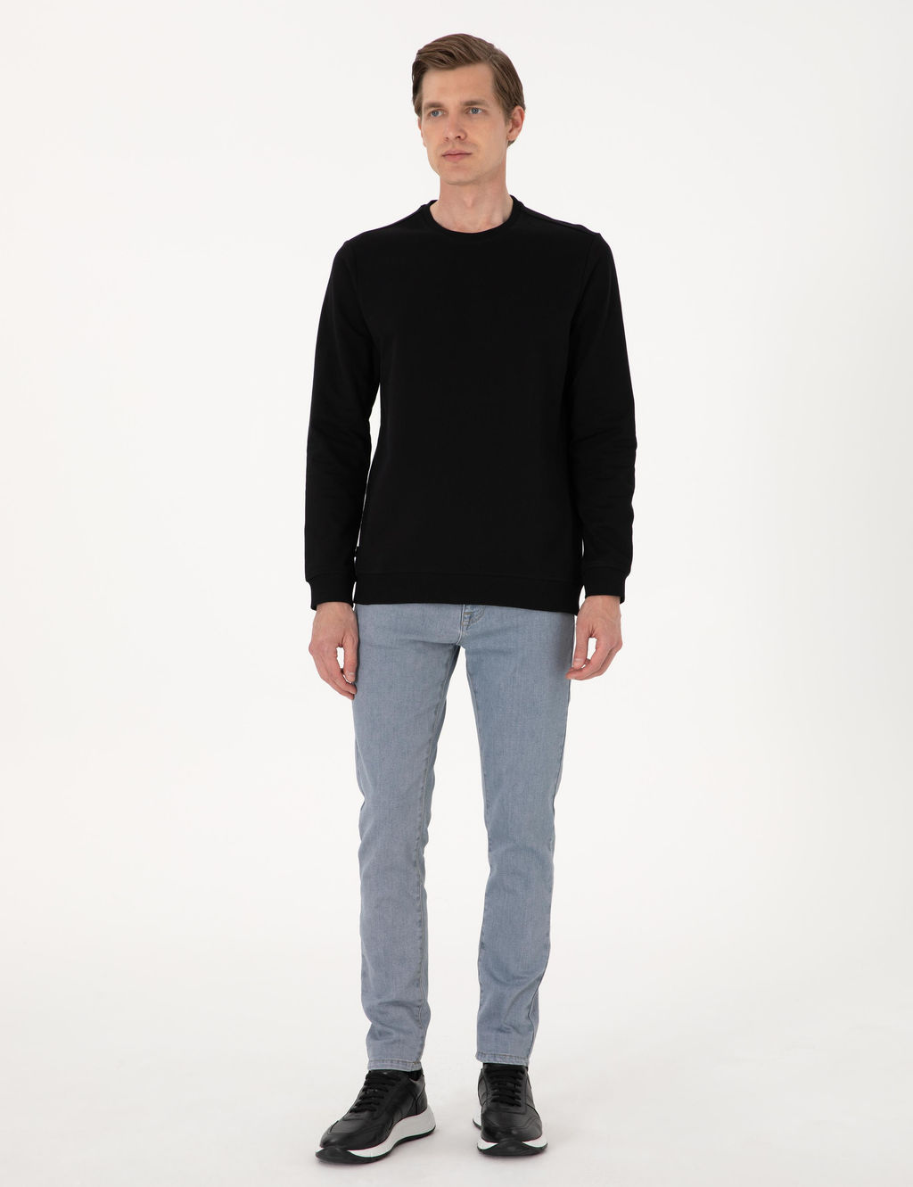 Siyah 2 _plik Regular Fit Bisiklet Yaka Basic Sweatshirt - Pierre cardin фото 4