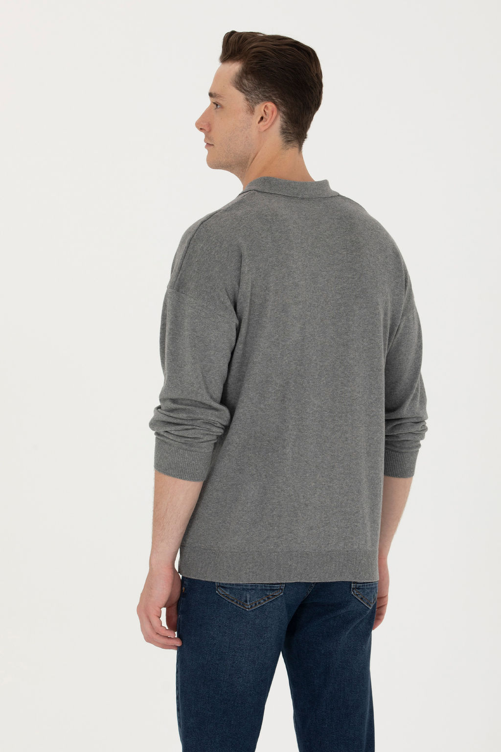 Свитер мужской U. S. Polo Assn Basic серый меланж из хлопка - U.s. polo assn фото 25