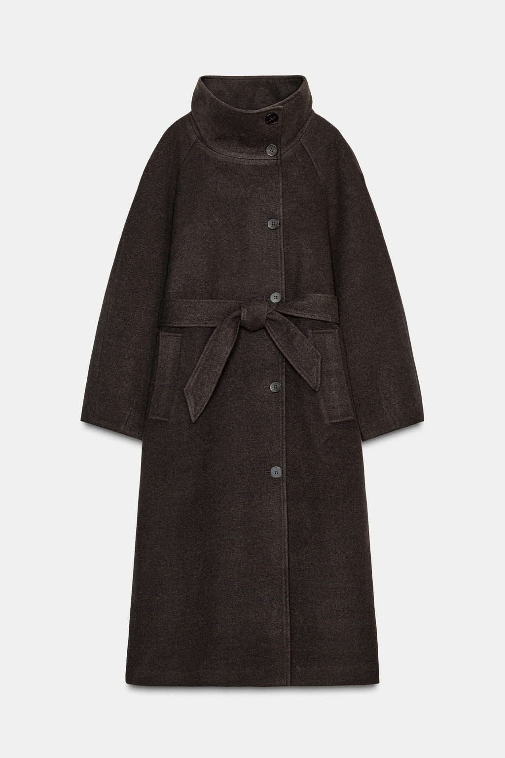 SOFT HIGH-NECK COAT WITH BELT - Zara фото 9