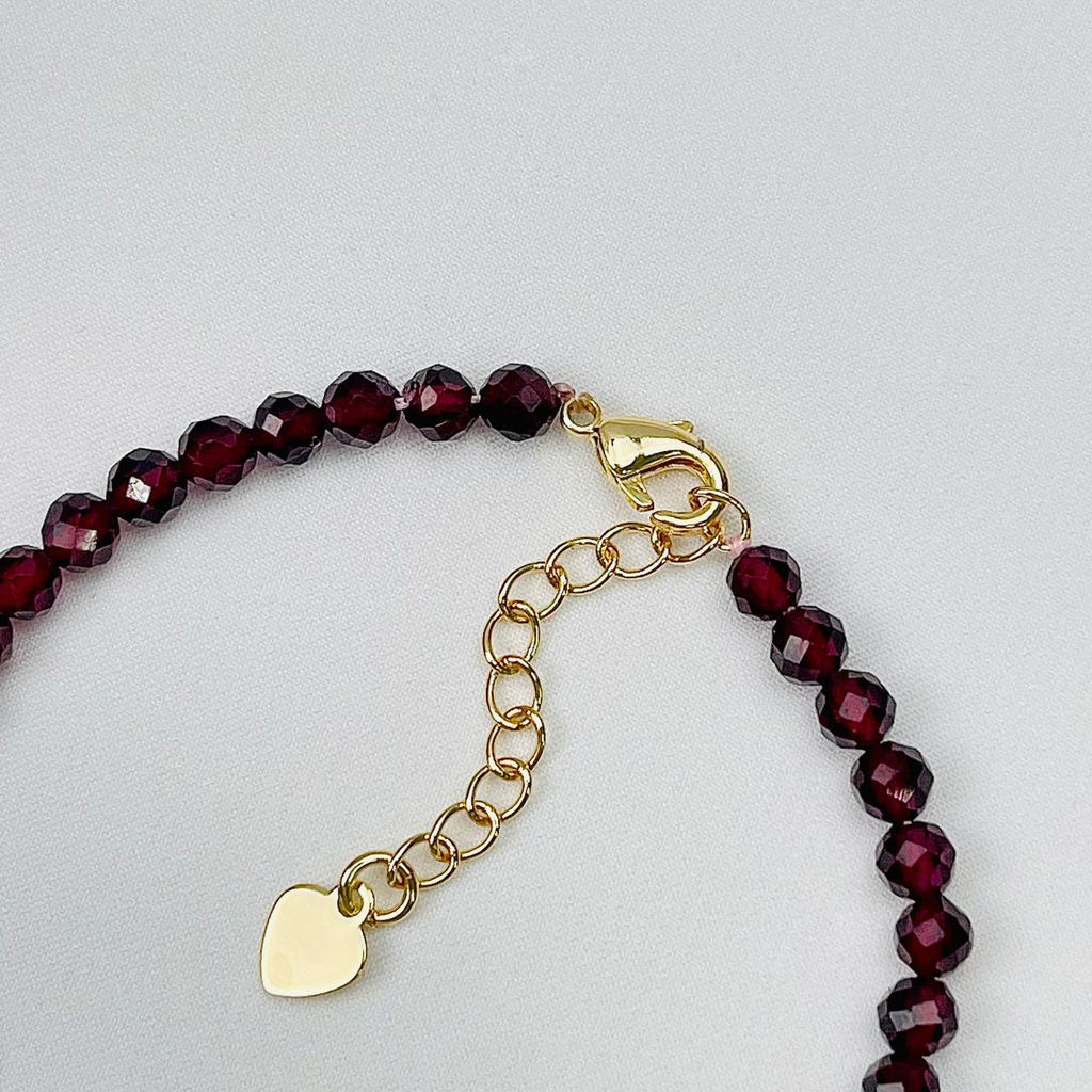 Браслет из Граната,Розового кварца и Бразильского агата 16,5 см +