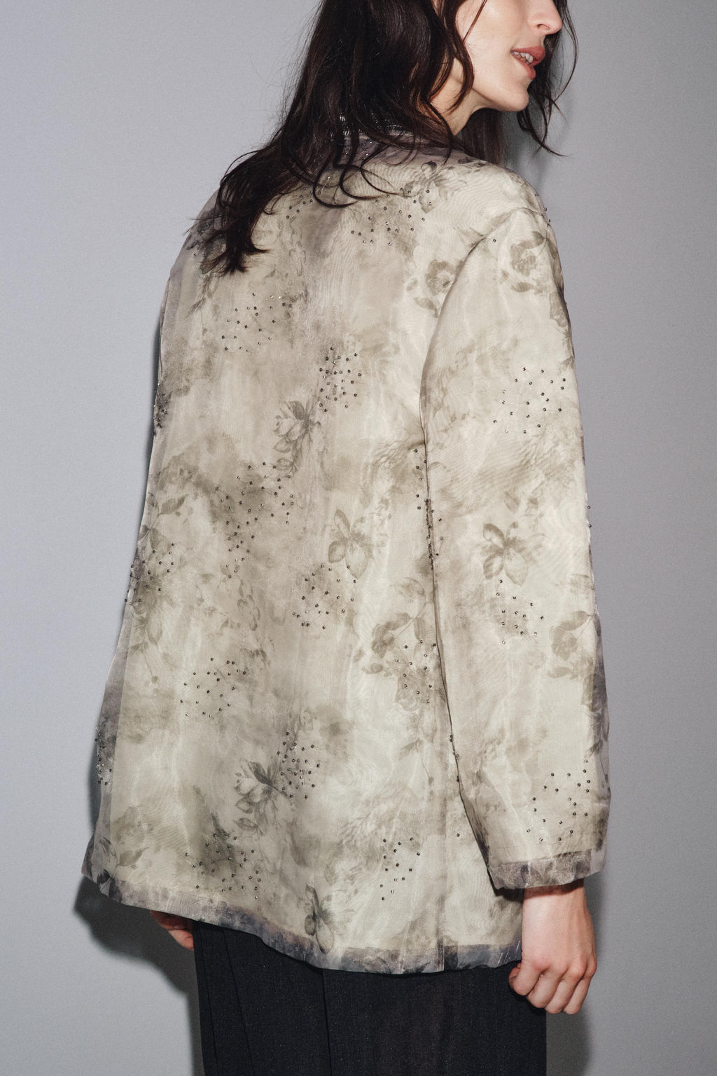BEADED PRINTED ORGANZA KIMONO - Zara фото 12