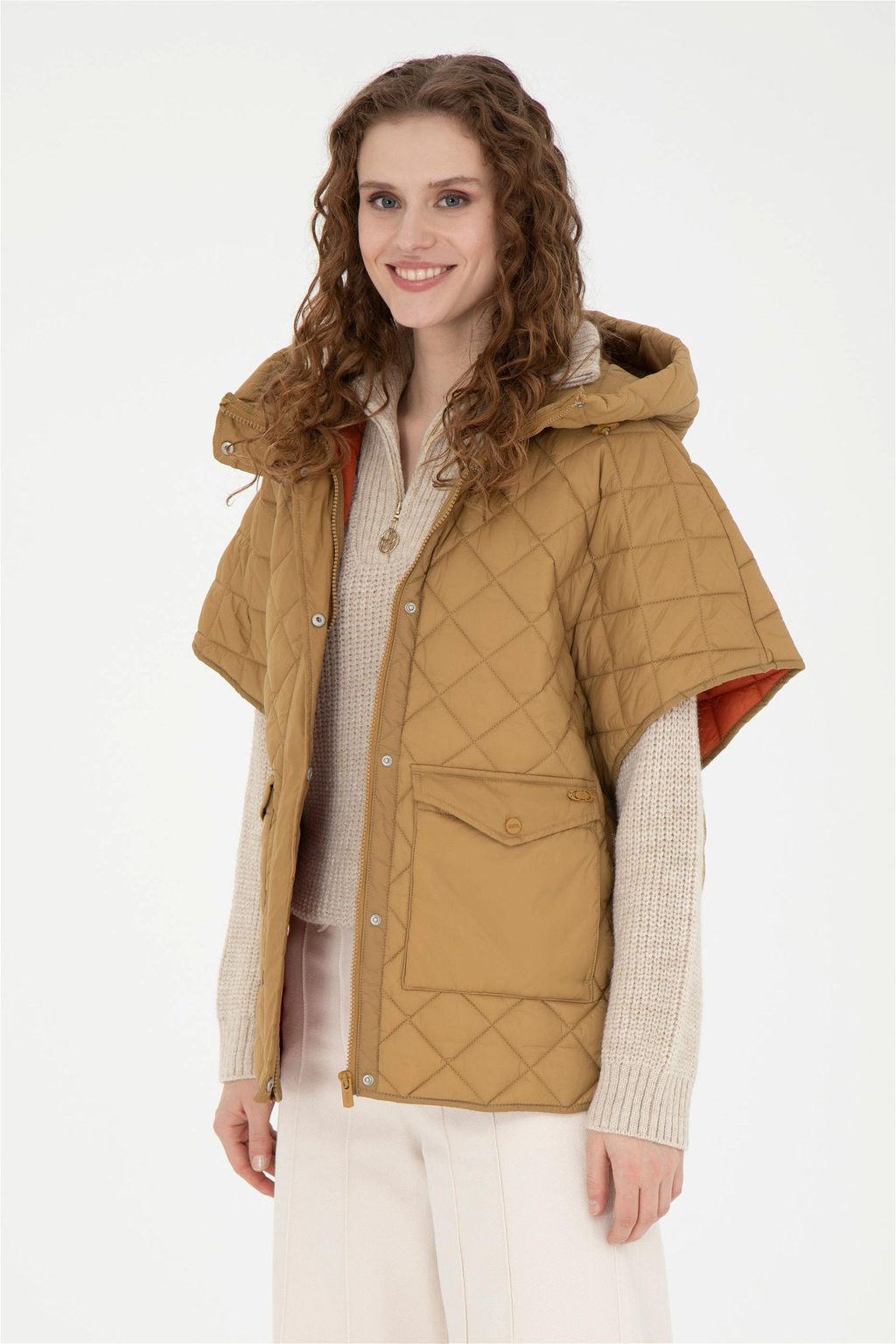 Женское светлое пальто цвета хаки - U.s. polo assn фото 3