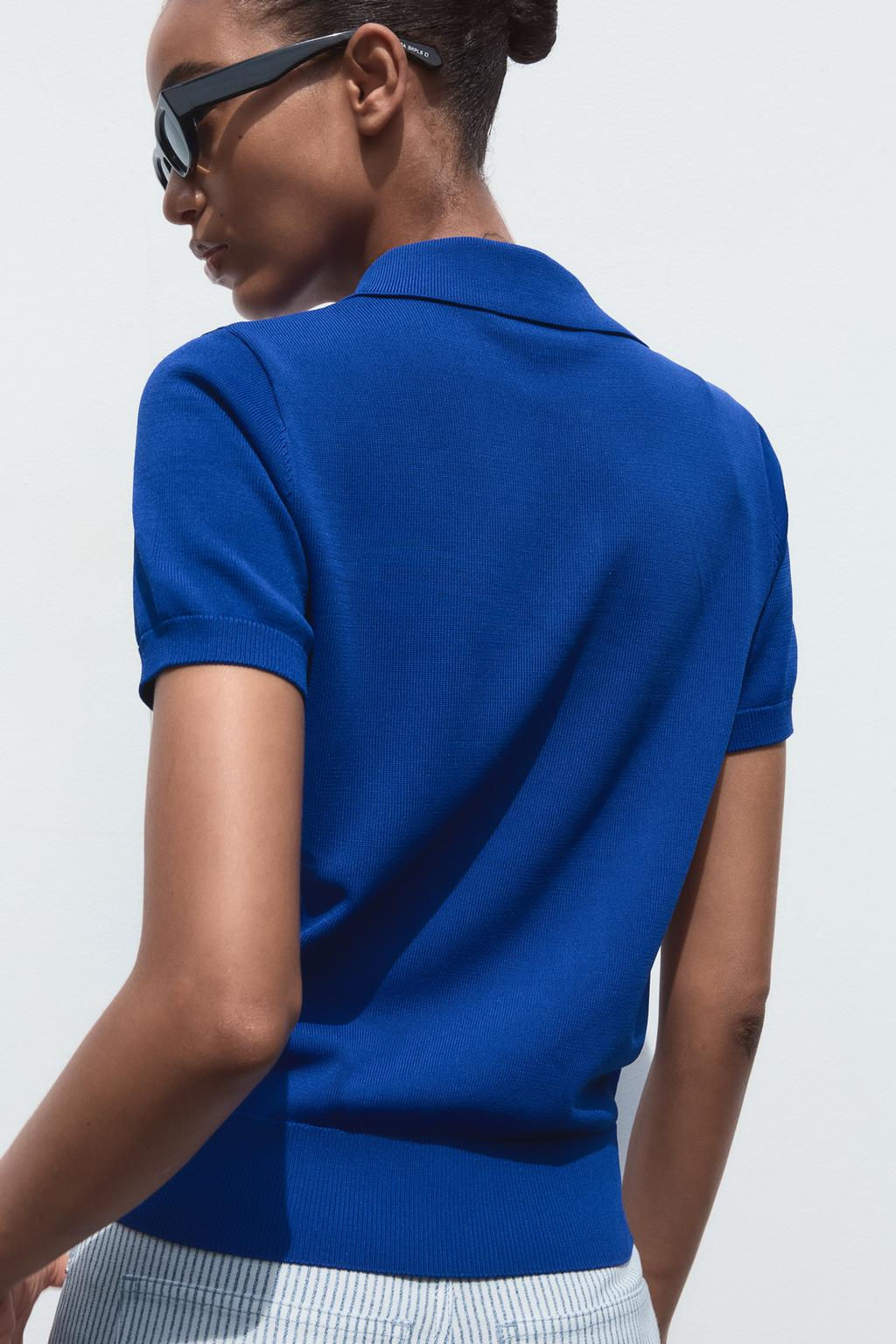 SHORT SLEEVE KNIT POLO TOP - Zara фото 15