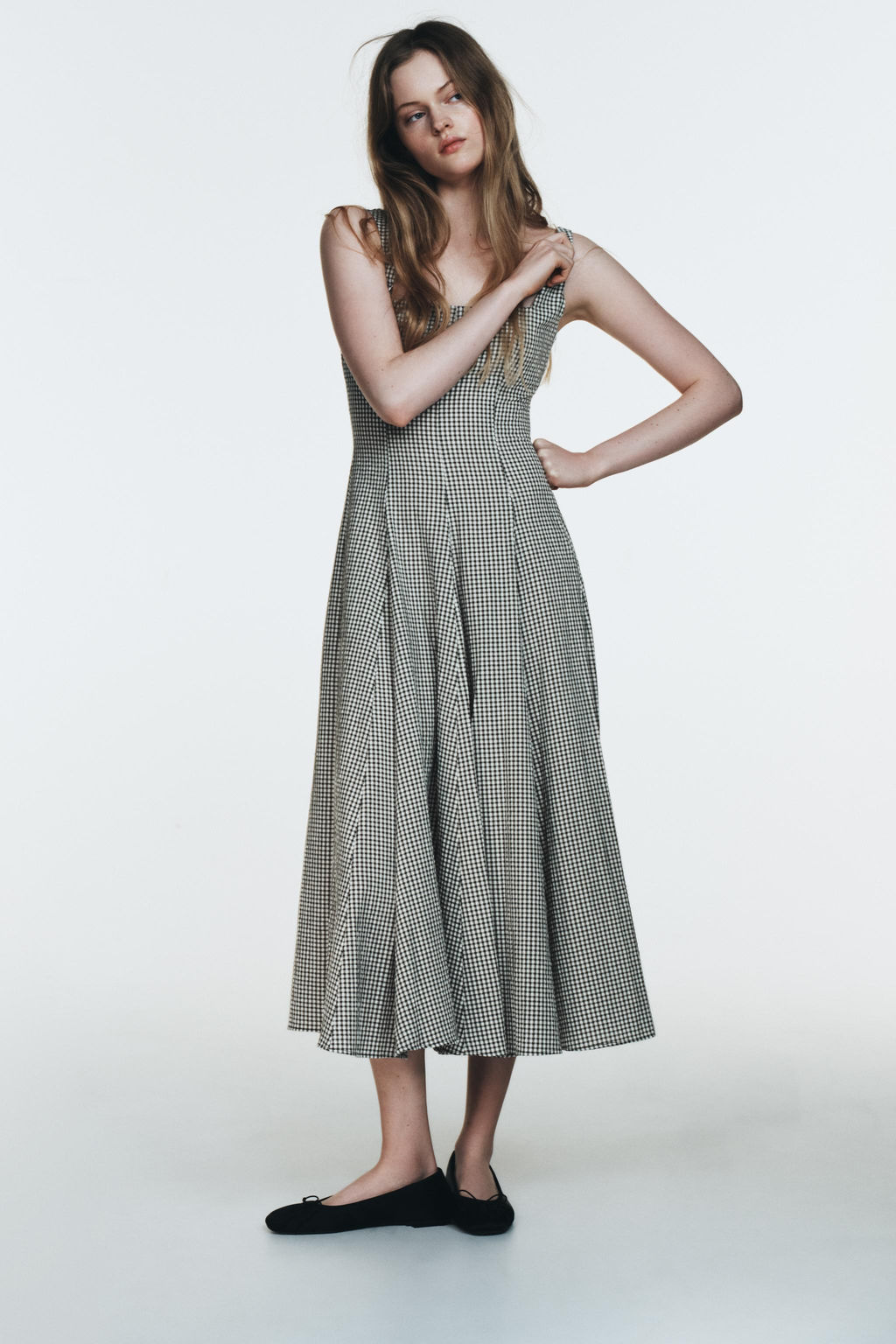 GINGHAM CHECK MIDI DRESS - Zara фото 2