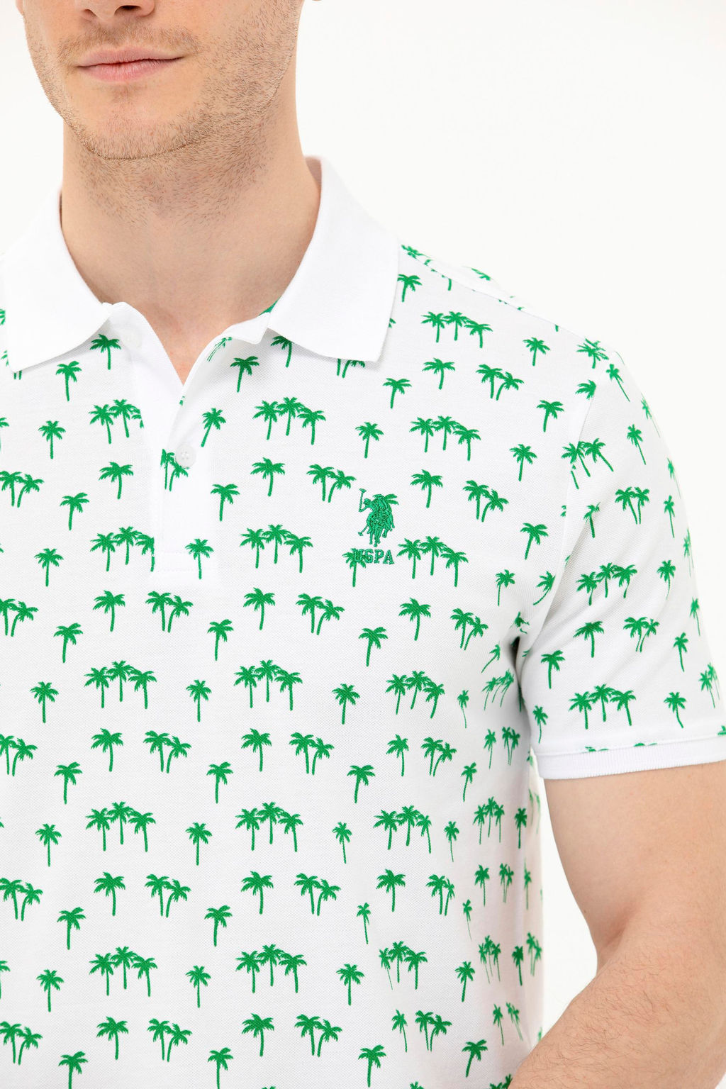 U. S. Polo Assn Мужская зеленая футболка с воротником-поло - U.s. polo assn фото 7