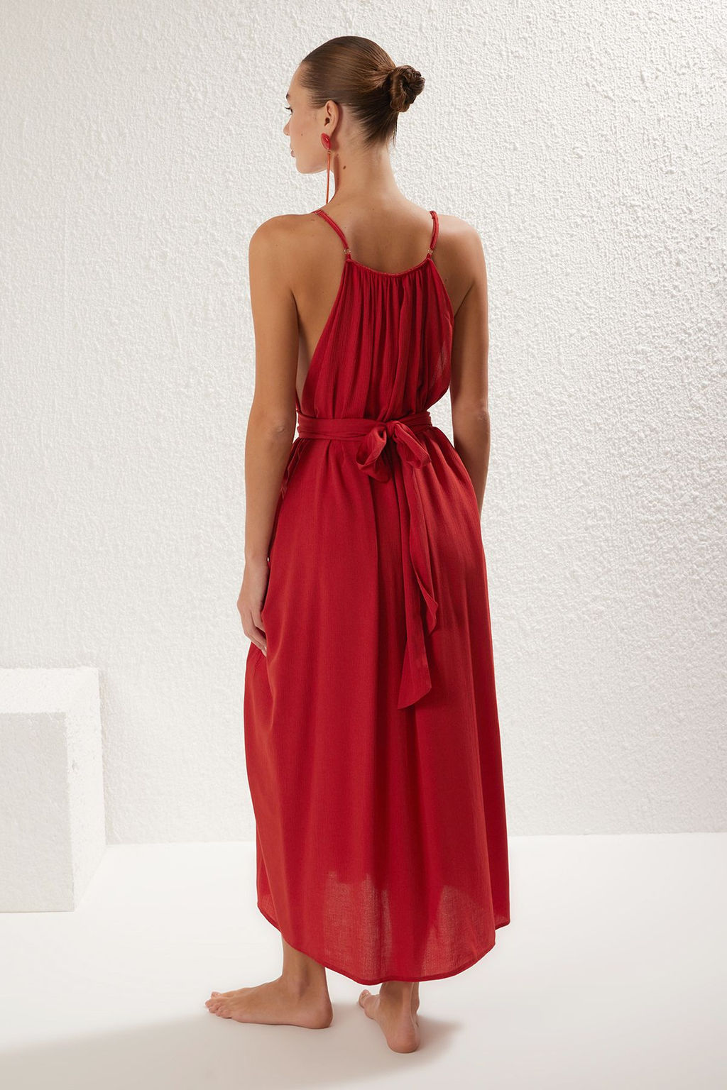 Kiremit Dokuma Buzgulu Maxi Plaj Elbise TBESS25EL00086 - Trendyolmilla фото 9