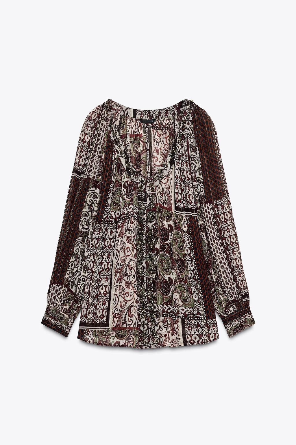 BEADED BLOUSE WITH METALLIC THREAD PRINT - Zara фото 6