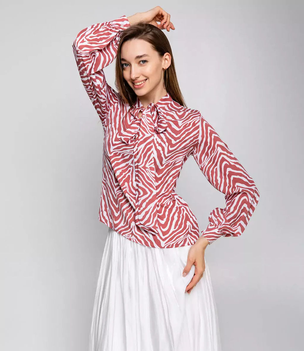 Блуза #БШ1723, пудровый,белый