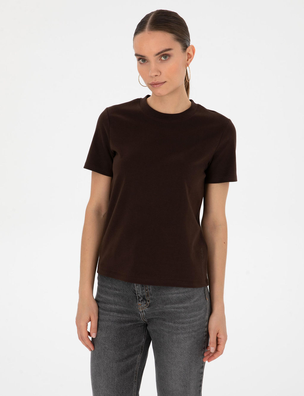 Kahverengi Regular Fit Basic Ti__rt