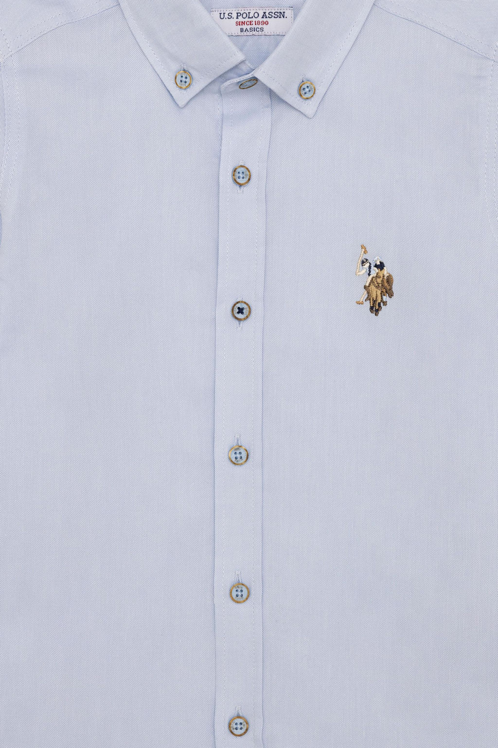 U. S. Polo Assn Голубая базовая рубашка с длинным рукавом для мальчика - U.s. polo assn фото 5