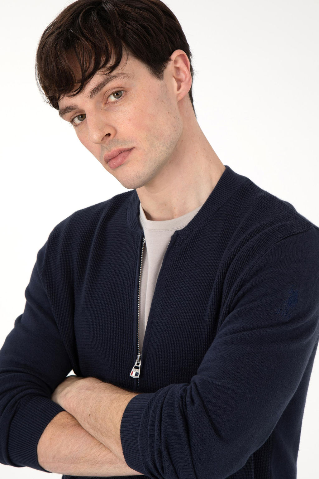 Мужской темно-синий базовый трикотажный кардиган Неожиданная скидка в корзине - U.s. polo assn фото 2