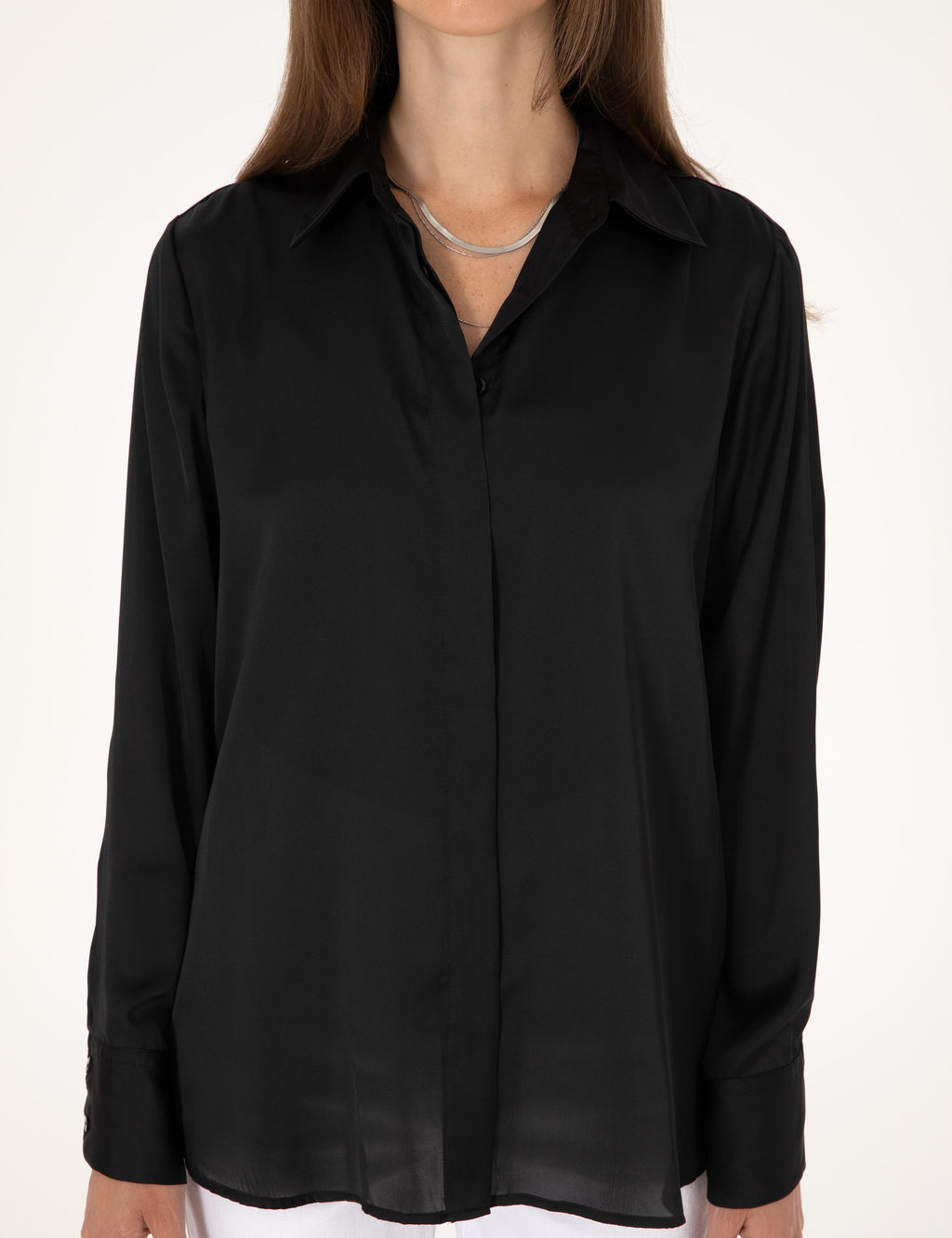 Siyah Comfort Fit Saten Uzun Kollu G_mlek - Pierre cardin фото 6