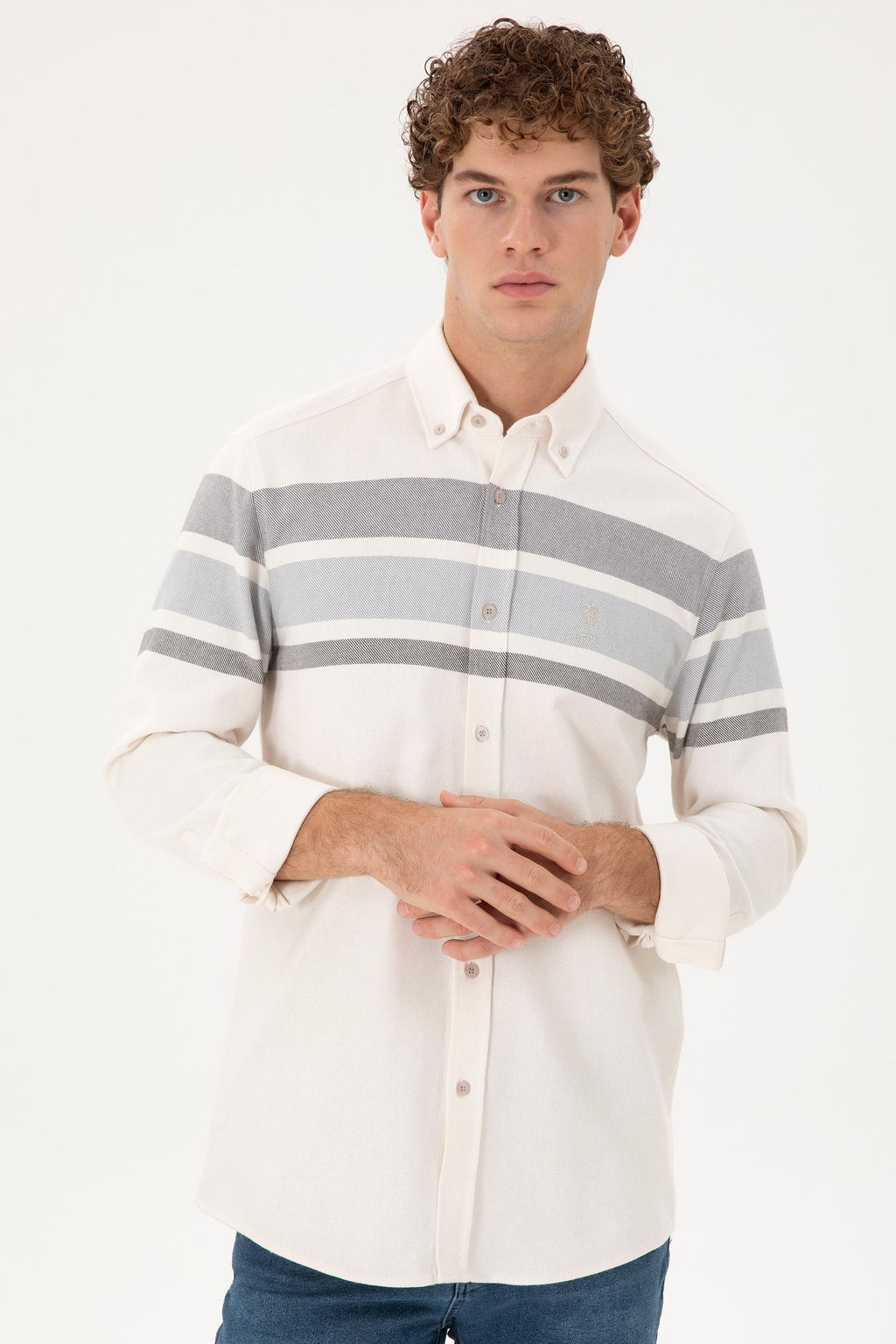 Мужская рубашка с длинным рукавом Stone Неожиданная скидка в корзине - U.s. polo assn фото 3