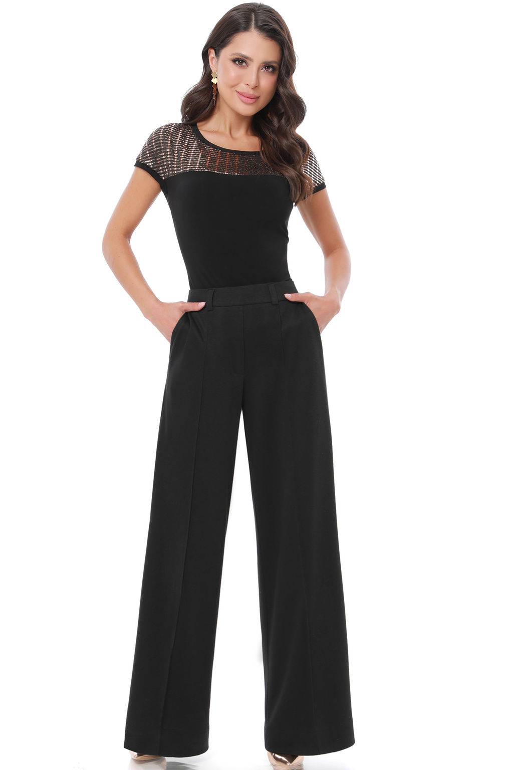 Блузка черная с кокеткой - Dstrend фото 2