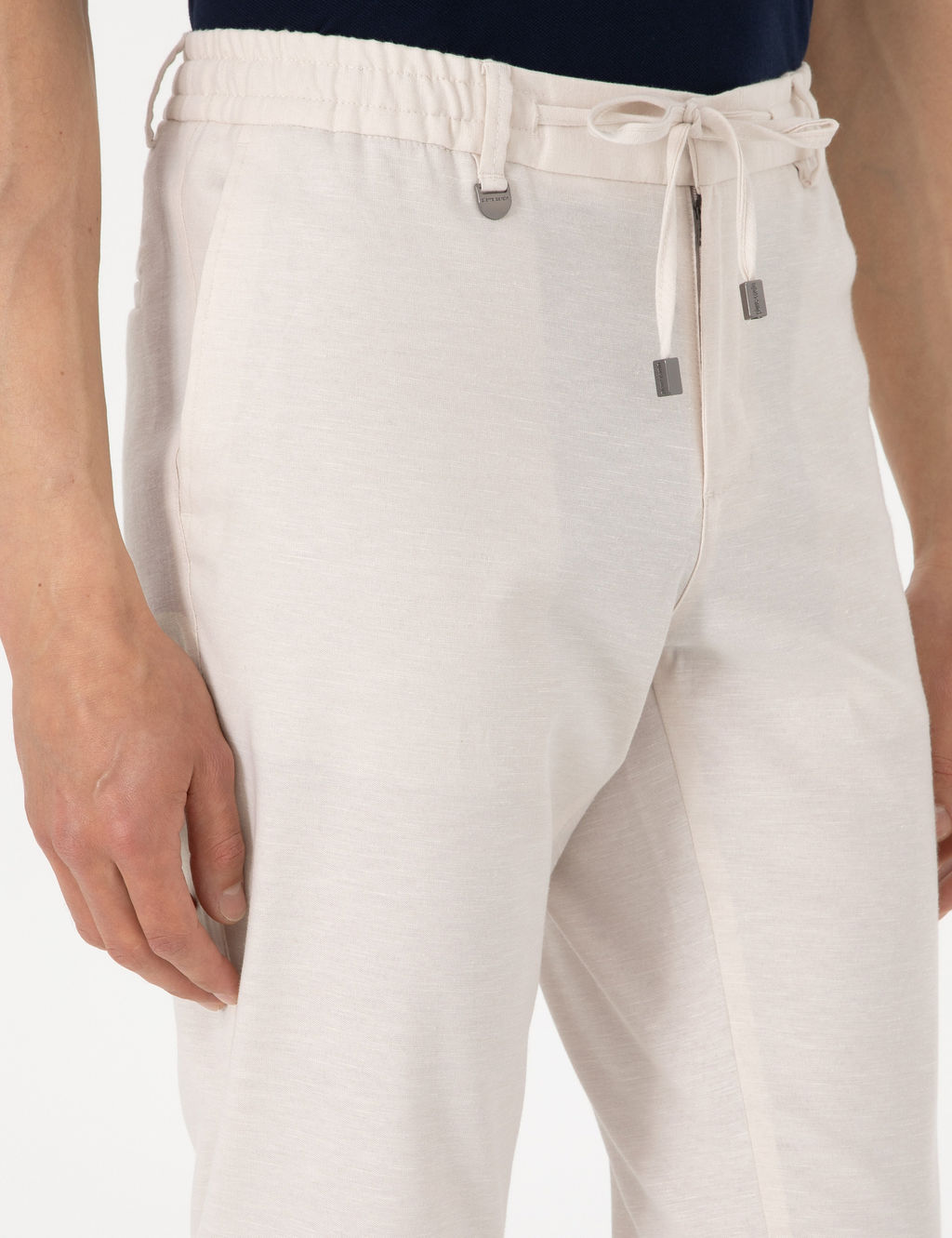 Bej Slim Fit Keten Kar___ml_ Pantolon