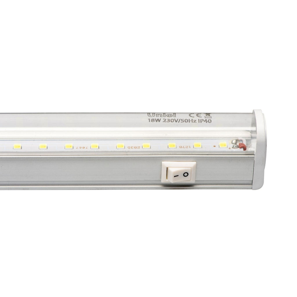 ULI-P10-18W/SPFR IP40 SILVER Светильник для растений светодиодный линейный, 560мм, выкл. на корпусе. Спектр для фотосинтеза. TM Uniel