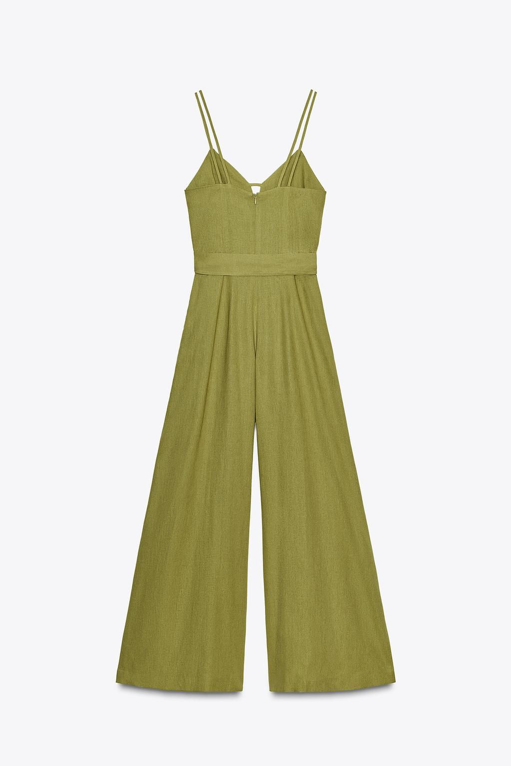 WIDE-LEG STRAPPY LINEN BLEND JUMPSUIT - Zara фото 8