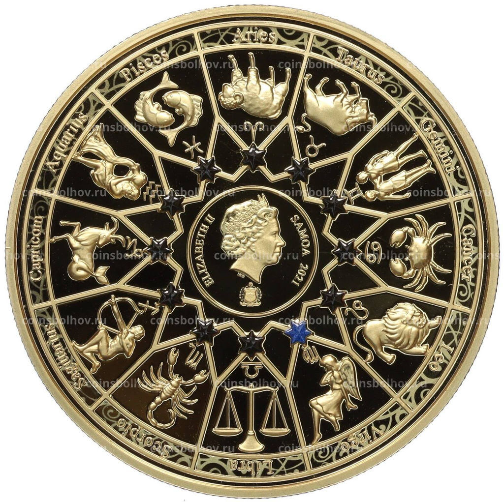 Монета 20 центов 2021 года Самоа 12 Олимпийских богов в зодиаке  Деметра и Дева