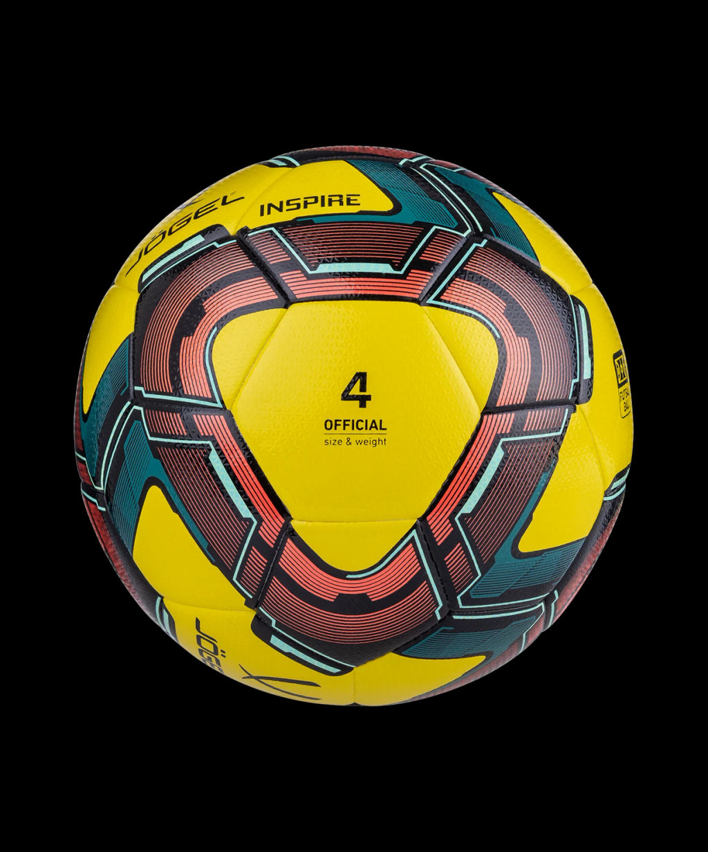Мяч футзальный JOGEL Inspire №4, желтый/черный/красный  фото 3