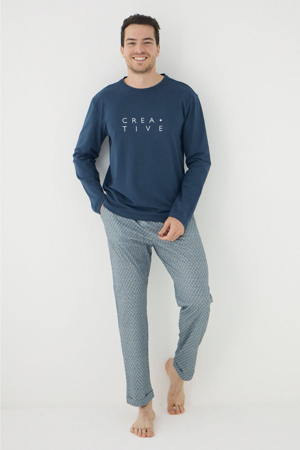TRENDYOL MAN Petrol Orme Pijama Tak?m? TMNAW25PT00067 - Trendyolmilla фото 2