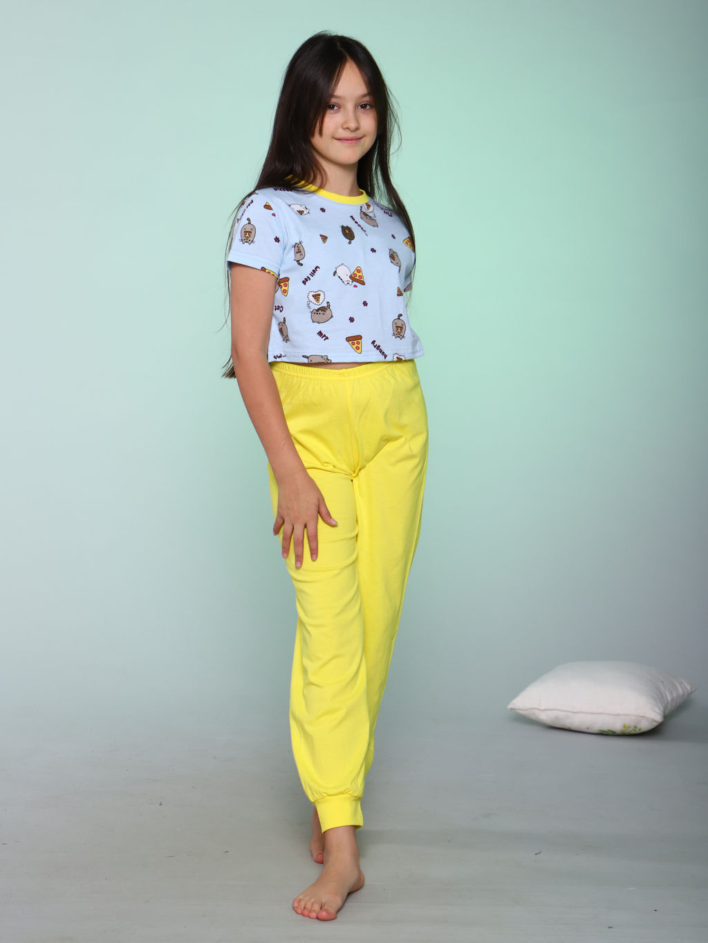 Пижама для девочки Котики желтый - Ладошки фото 2