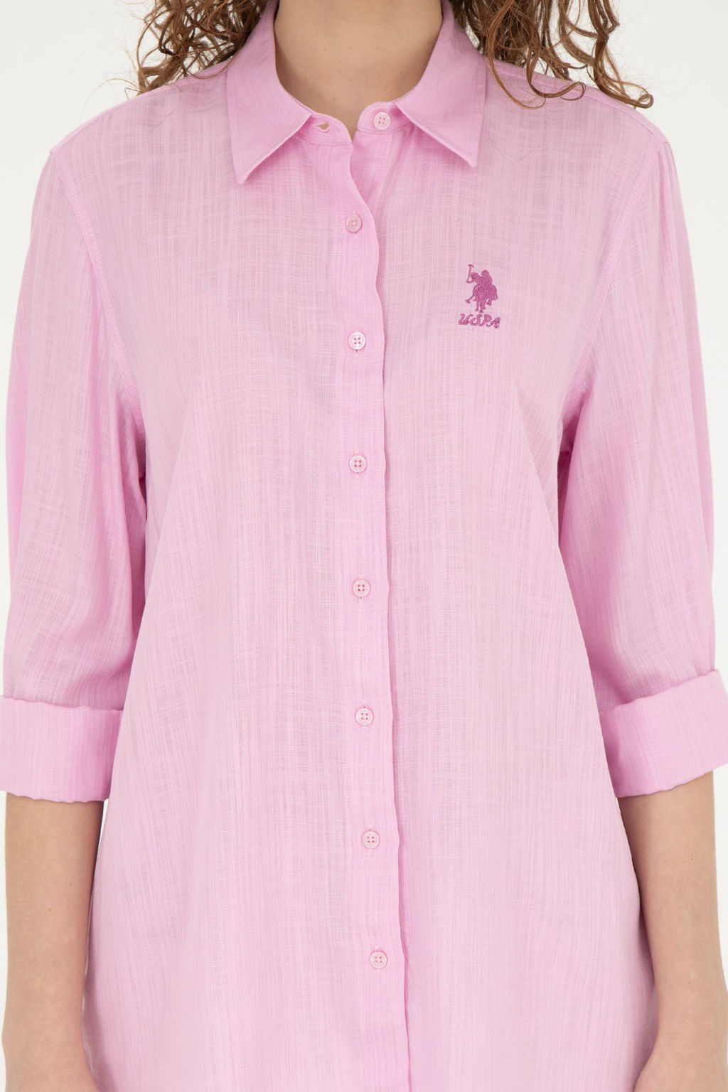 Женская розовая рубашка с длинным рукавом - U.s. polo assn фото 13