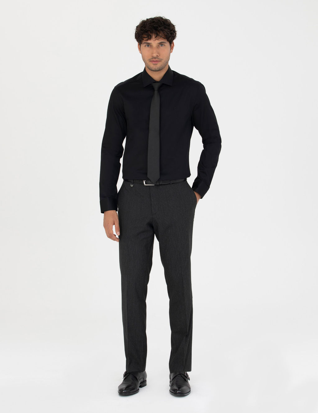 Siyah Slim Fit Uzun Kollu G_mlek