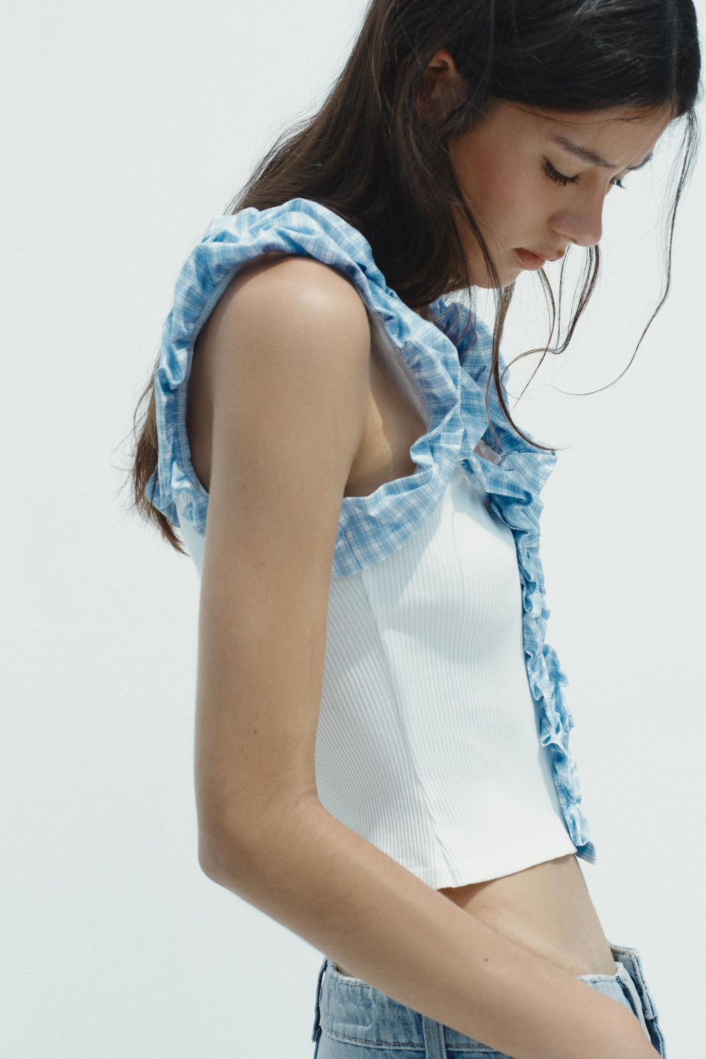 GINGHAM RIBBED TOP - Zara фото 2