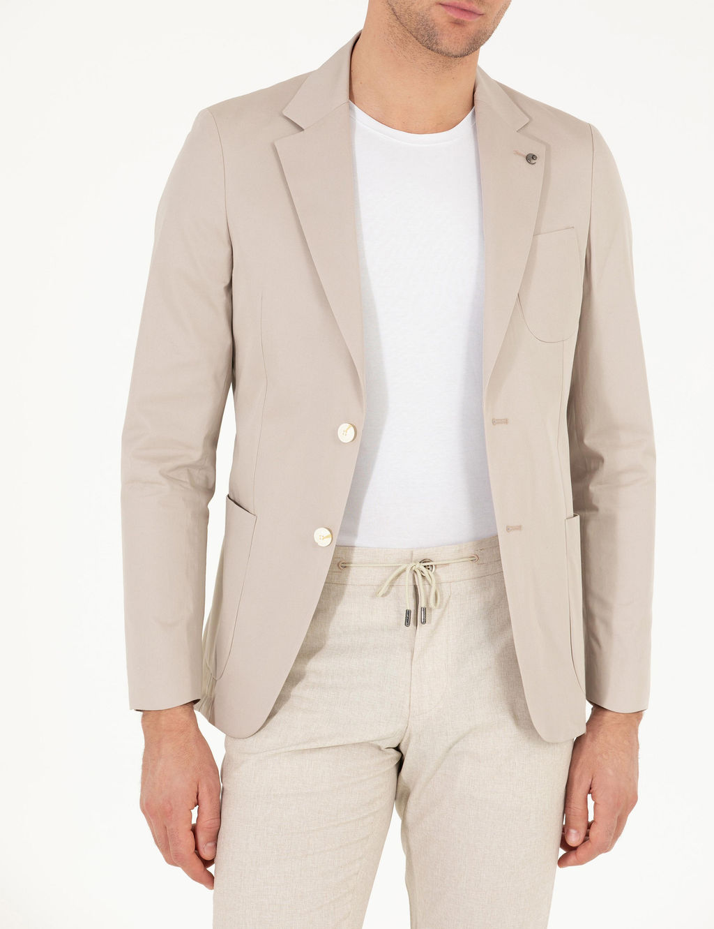 Bej Slim Fit Ceket