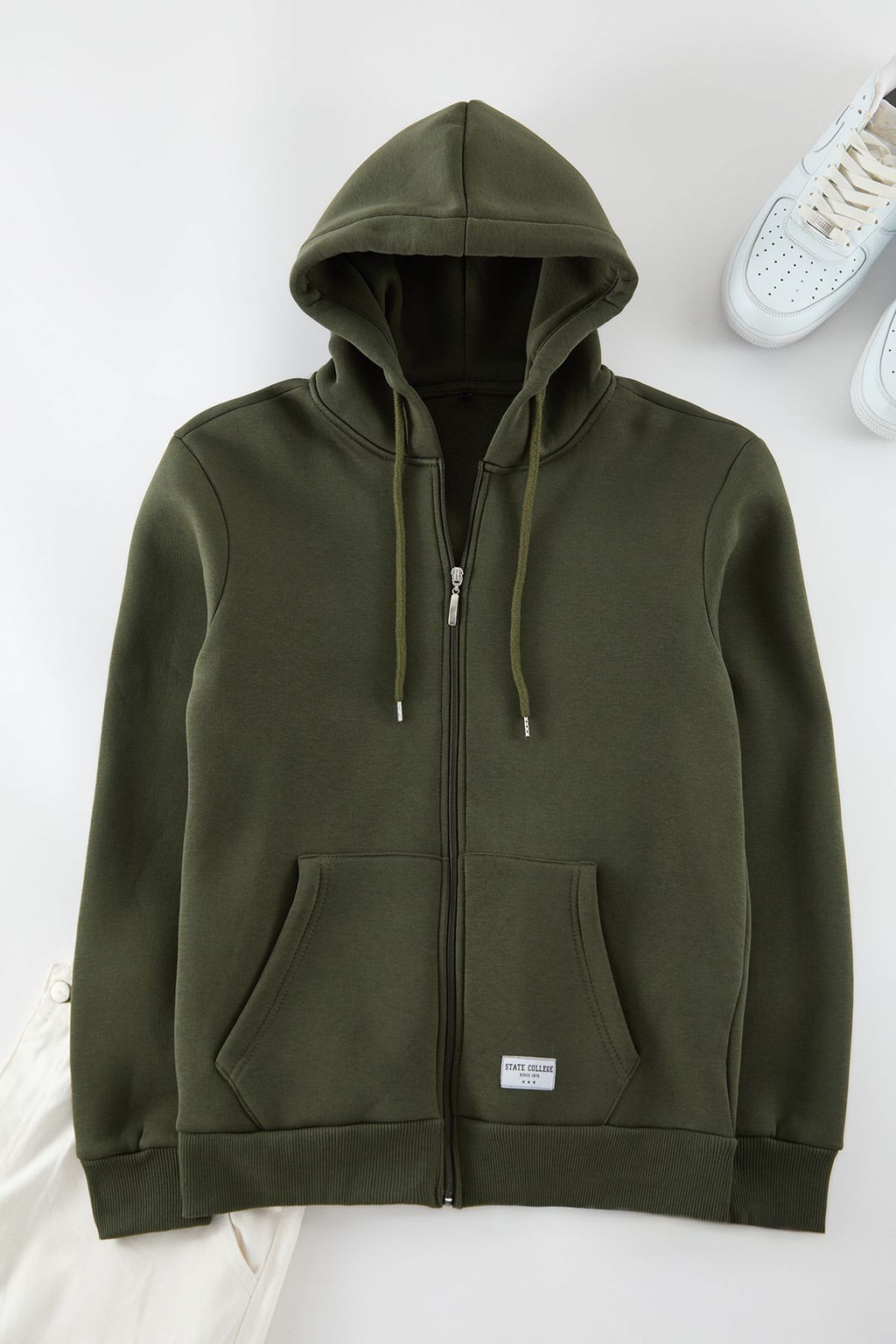 TRENDYOL MAN Gri Melanj Regular Fit Kapusonlu Fermuarl? Etiket Aplikeli Kal?n Sweatshirt TMNAW23SW00172 - Trendyolmilla фото 15