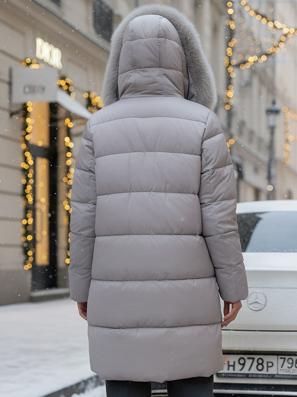 Пальто зимнее утепленное с мехом и капюшоном тренд светло-коричневого цвета 7630SK - Visdeer фото 17