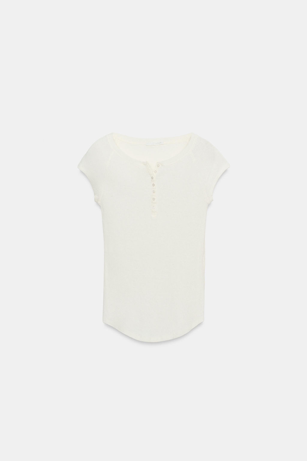 CAMISETA BOTONES CON LINO / Crudo - Zara фото 5
