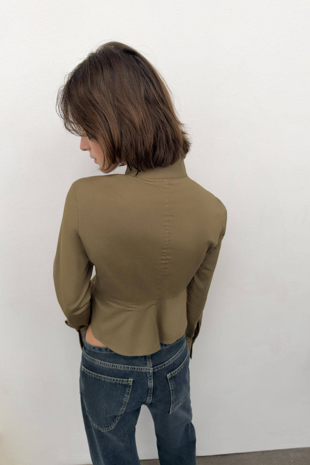CAMISA POPEL?N BOTONES / Khaki oscuro - Zara фото 5