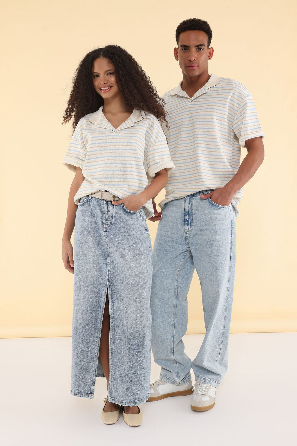 TRENDYOL MAN Unisex Mavi Oversize/Genis Kesim Cizgili Polo Yaka T-shirt TMNSS25PO00012 - Trendyolmilla фото 12