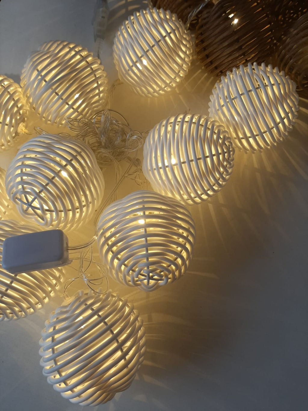 Деревянные Фонарики 10LED Белые