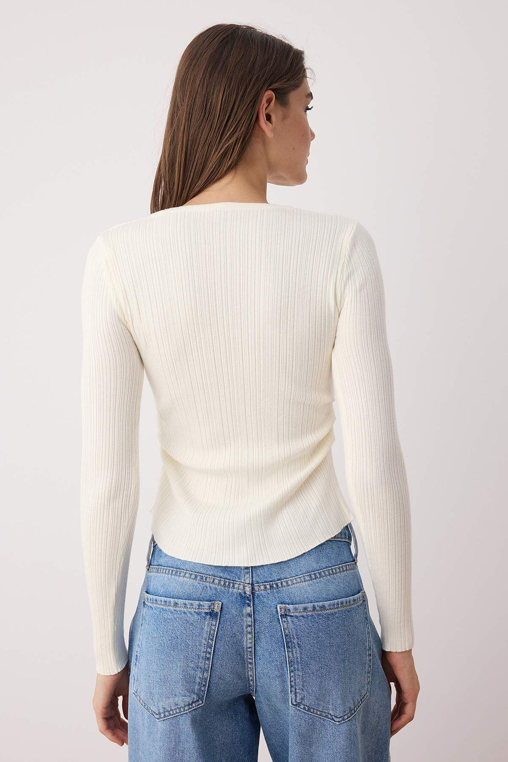 Kemik Merserize Gorunumlu Premium Iplik/Ozel Iplik Drape/Buzgu Detayl? Triko Kazak TWOAW26KZ00041 - Trendyolmilla фото 4