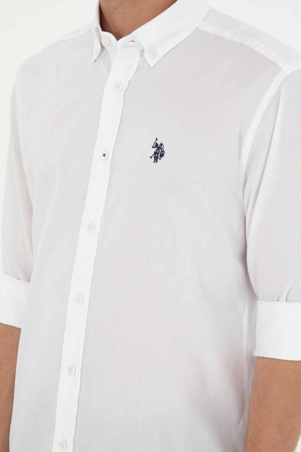 Мужская белая базовая рубашка с длинным рукавом - U.s. polo assn фото 7