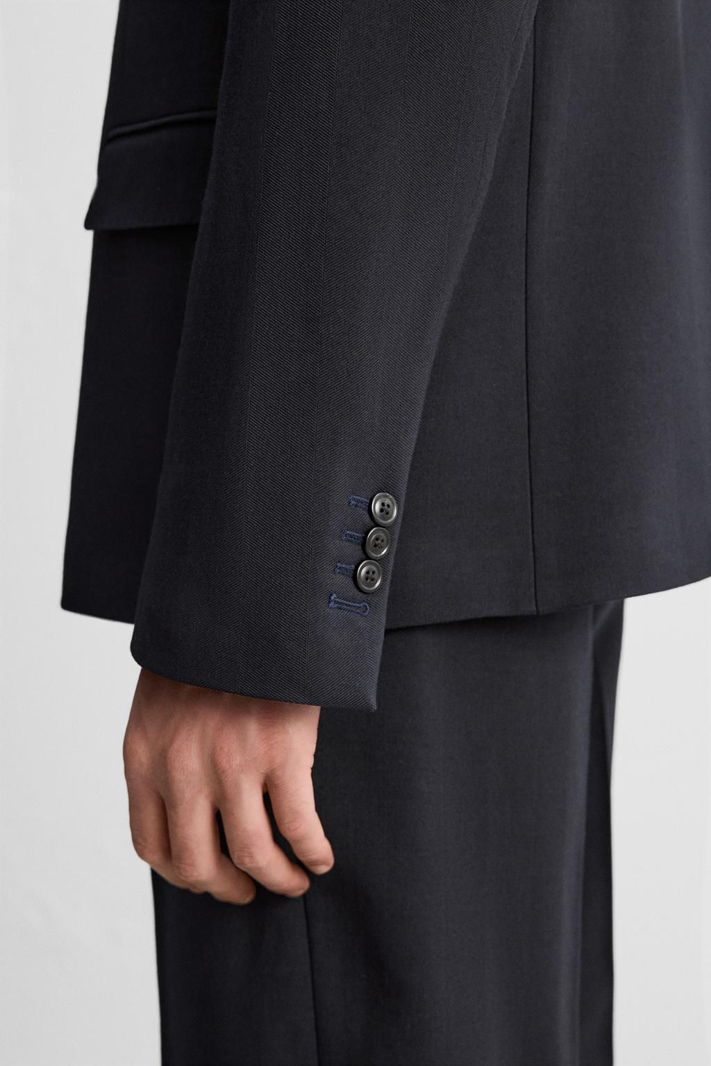 DOUBLE-BREASTED HERRINGBONE SUIT BLAZER - Zara фото 7