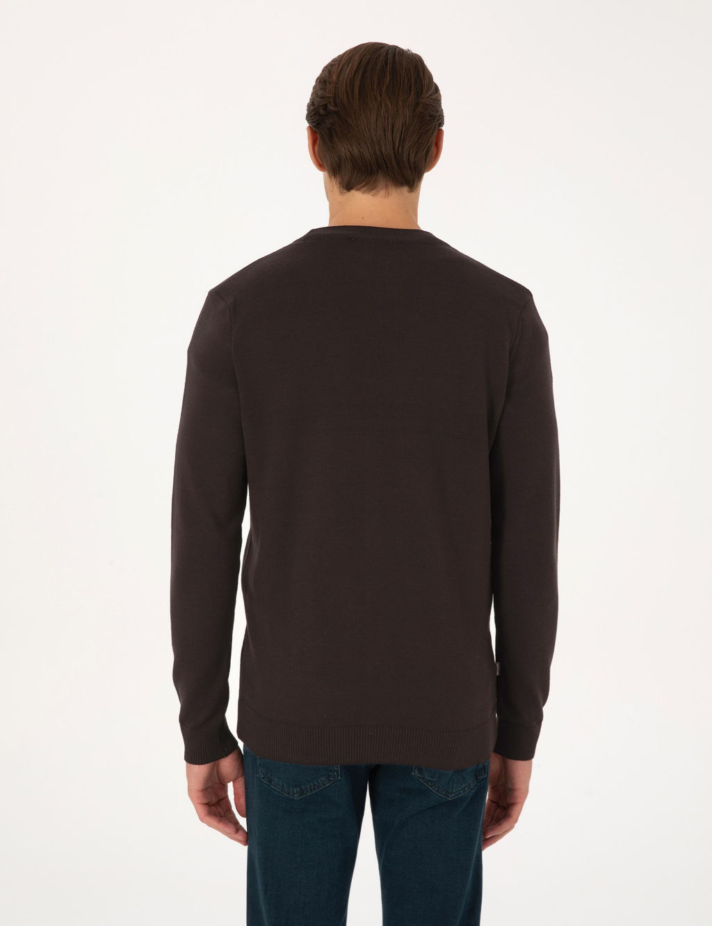 Koyu Kahverengi Slim Fit Basic D__meli Triko H_rka - Pierre cardin фото 5